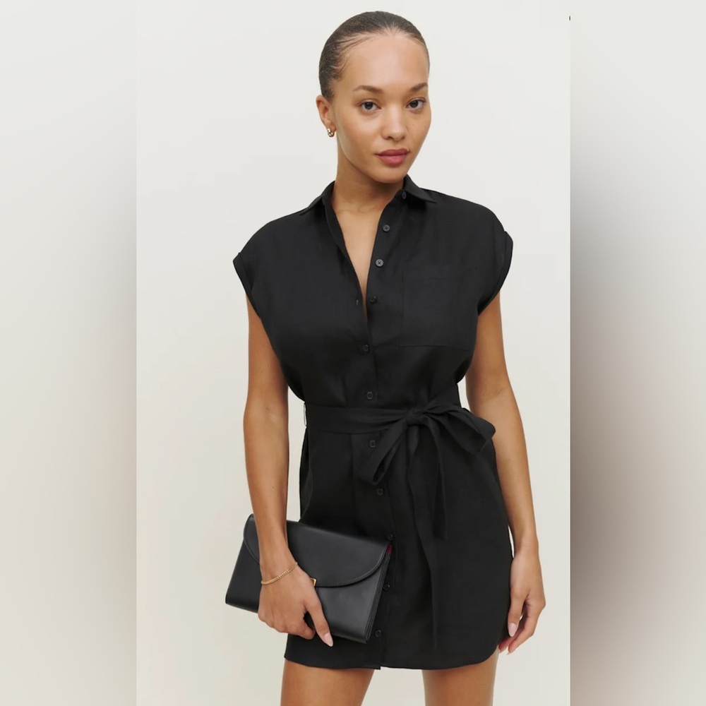 Reformation Aero Linen Black Dress